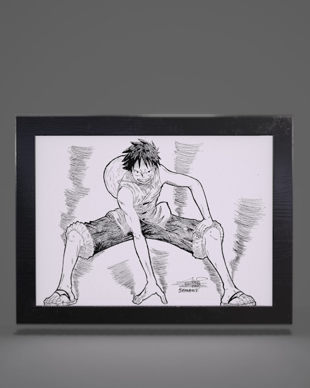 Tableau d'Art Encadré - art manga  - Luffy Gear Second 